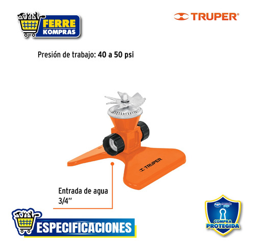 Aspersor Base Metálica, Con Aspas De Aluminio 10329