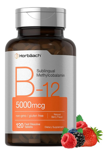 Vitamina B12 Sublingual Metilcobalamina 5000mcg De Usa 120tb Sabor Bayas