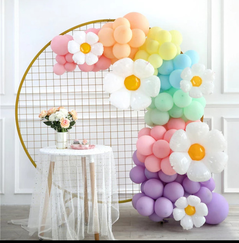 Arco Globos Margaritas Flor Grandes Elegí Colores Fiesta 