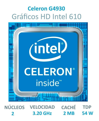 Procesador Intel Celeron G4930 Bx80684g4930 De 2 Núcleos Y 3.2ghz De Frecuencia Con Gráfica Integrada