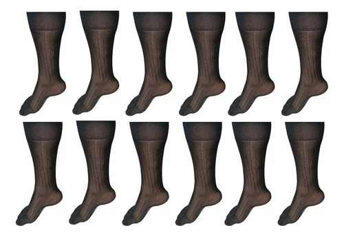 12pares Calcetin Cubano Delgado De Caballero Puntareforzada Negro Rayas Unitalla