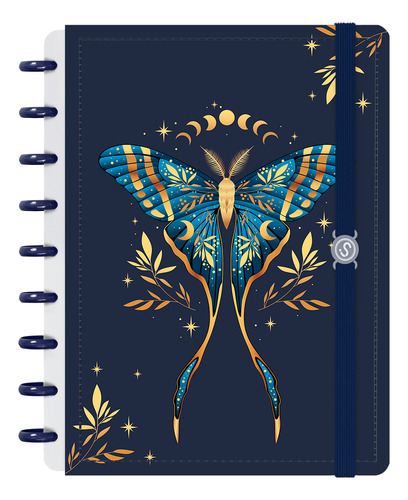 Caderno Iscool Disco Médio Cosmos Mariposa Azul 80 Fls