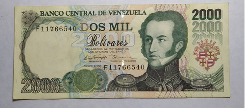 Billete 2000 Bs Año 1998 Serie F11