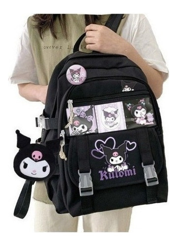 U Mochila Escolar Con Diseño De Kawaii Sanrio Kuromi