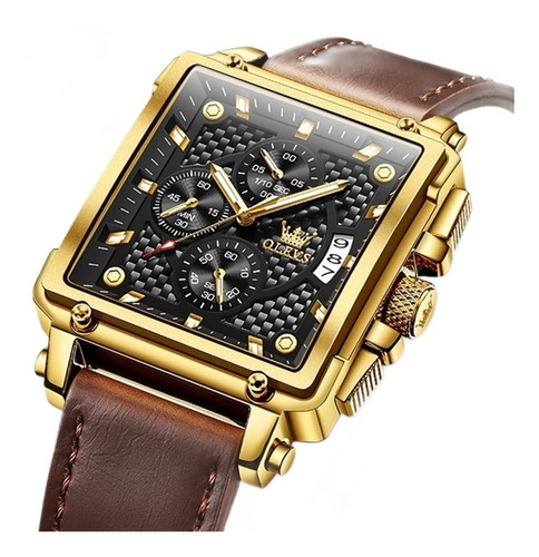Relógio Olevs Stylish Masculino Quartzo Dourado E Preto
