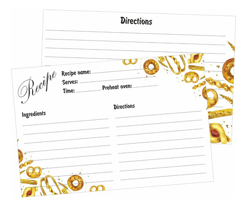 50 Tarjetas De Recetas De Alta Calidad 4 X 6 De Doble Cara