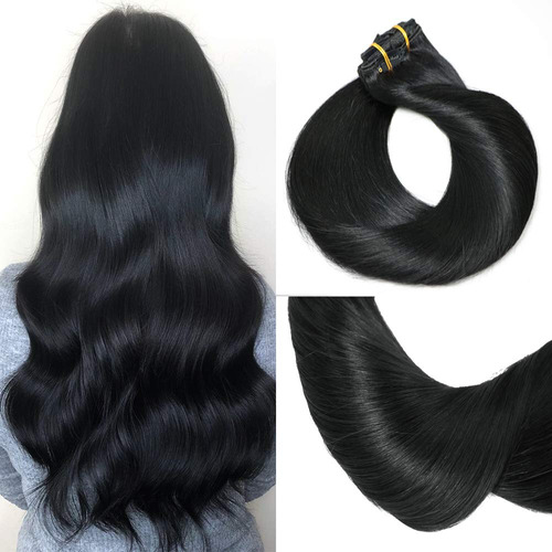 Huayi Extensiones De Cabello Humano De Color Negro Azabache 