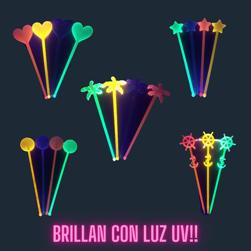 Imagen 5 de 10 de Mezcladores Flúo X 12 Revolvedor Agitador Pinches Tragos