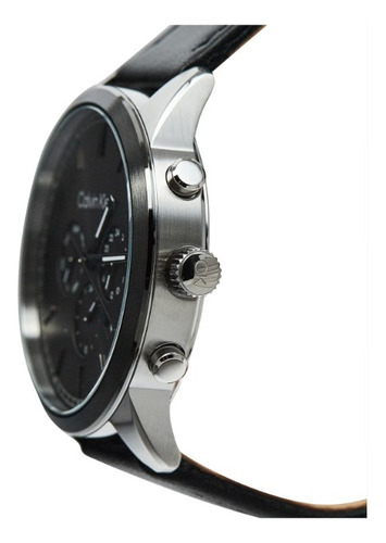 Reloj Para Hombre Calvin Klein 25200379 Piel Negro 44 Mm Bisel Plateado