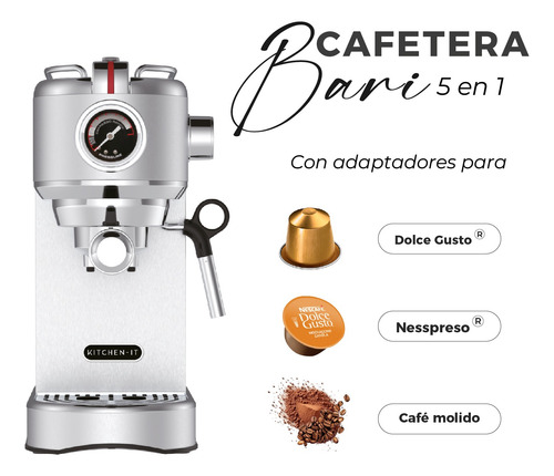 Cafetera Espresso Bari 5 En 1 Kitchen-it