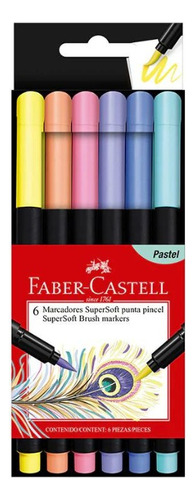 Marcadores Supersoft Punta Pincel Lettering 6 C Pastel Faber