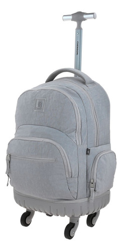 Mochila Con Ruedas Grande Chenson 1818 Zilp Para Niña Color Verde Color Gris Diseño De La Tela Liso