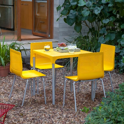 Silla Plastica Apilable Anana Diseño Comedor Cocina Cuo Estructura De La Silla Patas Grises Asiento Asiento Plástico Amarillo Diseño De La Tela No Tiene Tela