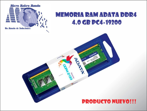 Memoria Ram Adata Ddr4 De 4.0gb Para Pc 2400 Nueva!!