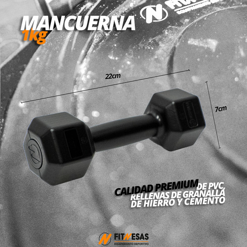 Mancuernas Y Tobilleras 1kg Banda Elastica Rueda Fitnesas Color Negro