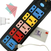 Comprar Enchufe Zapatilla Adaptador Alargue 3 Usb 9 Enchufes On\u002Foff