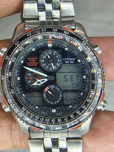 Reloj De Caballero Citizen Navihawk World Time Funcionando  (Usado)