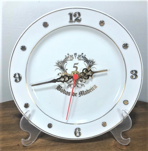 Relógio Bodas De Madeira 5 Anos De Casamento 20cm