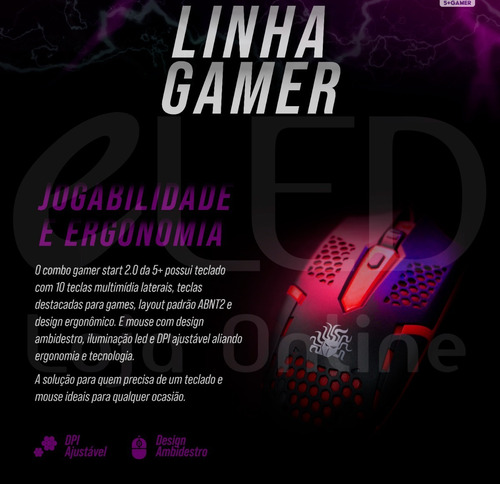 Imagem 2 de 8 de Kit Mouse E Teclado Gamer Star 2.0 Português Abnt2