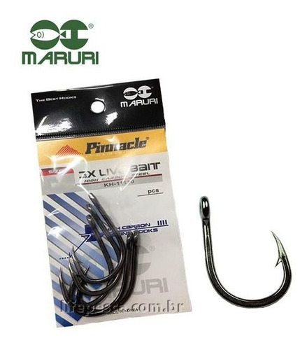 Anzol Pinnacle 3x Live Bait Black Nº 6/0 - 5 Peças