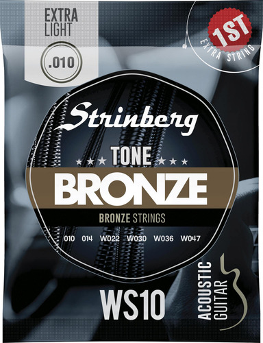 WS-10- CORDA VIOLÃO AÇO 010 BRONZE STRINBERG