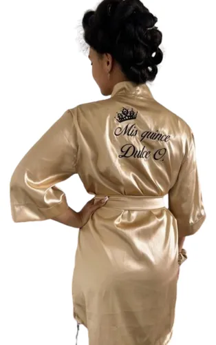 Bata Satin Bordada Para Quinceañera