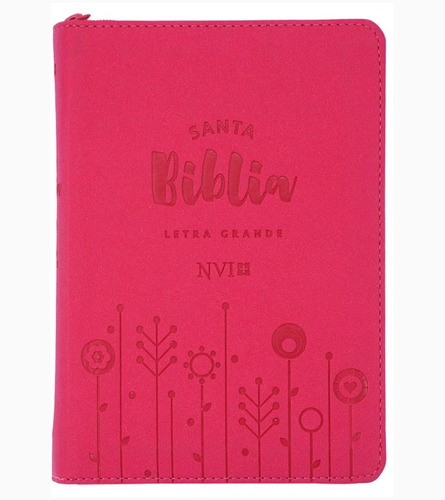 Biblia Nvi Mediana Tapa De Cuero Ecologico Con Cierre Fucsia