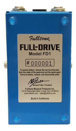 Imagen 3 de 3 de Fulltone Full-drive 1 Overdrive Pedal