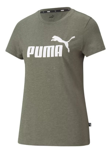 Remera Puma Essentials Logo Heather Mujer