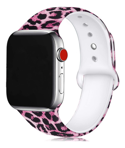 Pink Animal Print Floral Bands Compatible Con Apple Watch Ul