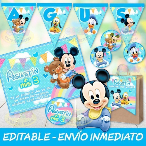 Kit Imprimible Mickey Bebe Con Candy Bar 100% Editable