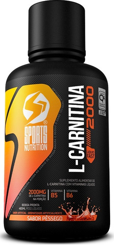 L Carnitina 2000mg 480ml. Sabor Pêssego - Extra Forte E Concentrada - Fórmula Avançada Liquid Fast