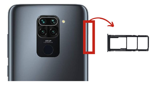 Gaveta Chip Bandeja Slot Sim Compatível Redmi Note 9 Cor Preto