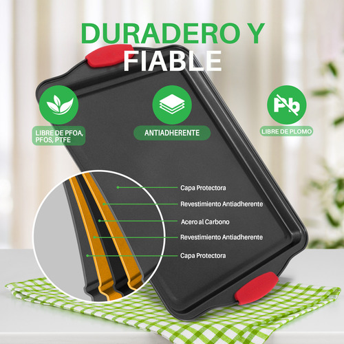Set 3 Bandejas Charolas Para Hornear Antiadherente Nutrichef
