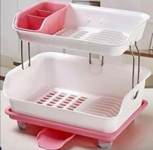 Escurridor De Platos De 2 Niveles-rosado