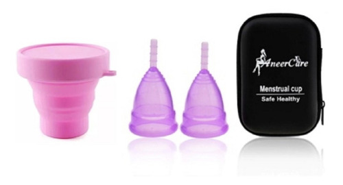 2 Copa Menstruales Aneer + Vaso Esterilizador + Estuche