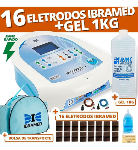 Imagem 1 de 9 de Corrente Russa, Tens E Fes Neurodyn Ii Ibramed + Gel 1kg