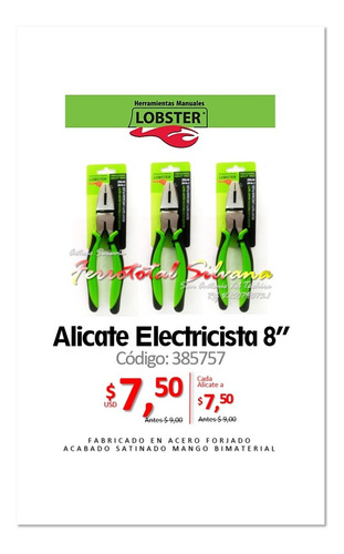 Alicate Electricista 8 Lobster Cod:385757 Ofertas Especiales