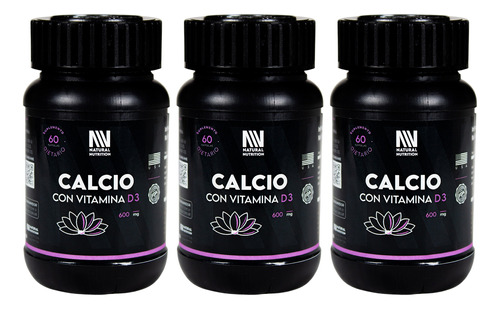 Natural Nutrition Kit X3 Calcio Vitamina D3 Suplemento 6c