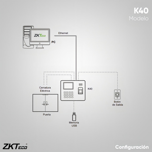 Control Acceso Zkteco K40 1000 Huellas Hoja De Cálculo Plateado