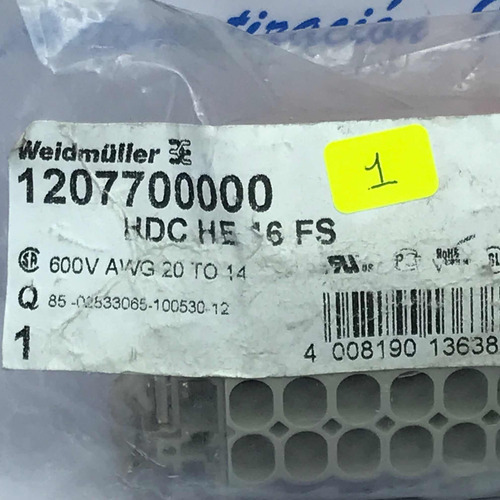 Weidmuller 1207700000 Conector Hdc He 16 Fs 1