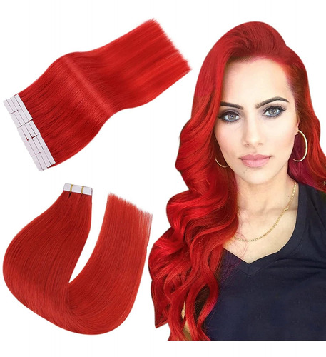 Extensiones Cabello Natural 25gr 16in 10pz Rojo