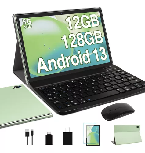 Tablet 10'' Android 13 Os 12+128gb Rom 5g Con Teclado Verde