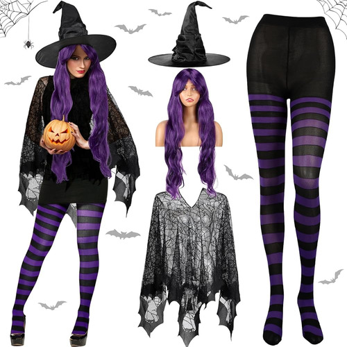 Liitrsh 4 Pcs Conjunto De Disfraz De Bruja De Halloween Para