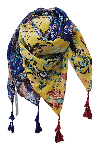 Exclusivo Pañuelo Chalina Cuadrado Con Borlas Trendy Scarf