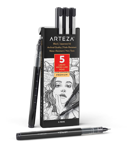 Arteza Bolígrafos De Tinta Micro-line, Juego De 5, Delineado