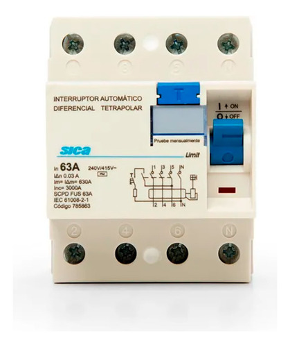 Disyuntor Diferencial Tetrapolar 4 X 63 Amp Sica