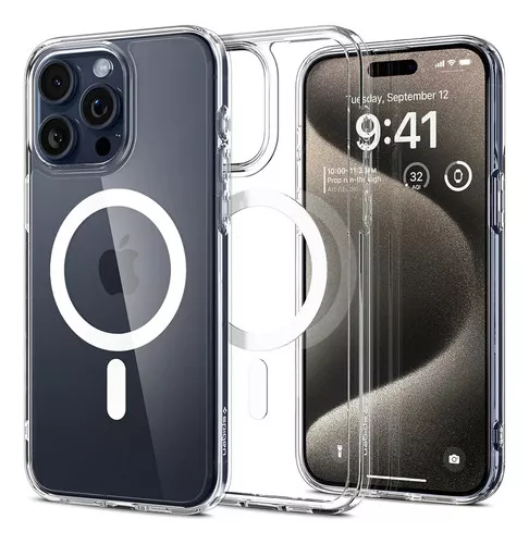 Spigen Ultra Hybrid MagFit (Pack Funda mas Vidrio) iPhone 15 Pro y Pro Max