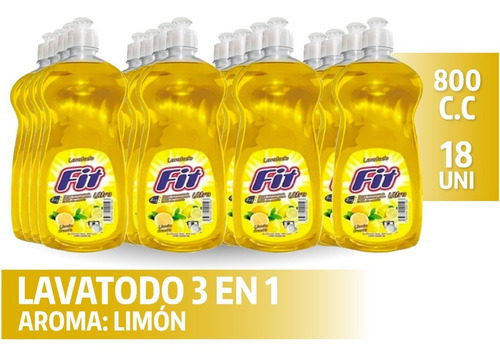 Limpiador Lavatodo Fit Ultra Concentrado 800cc 18 Unidades/