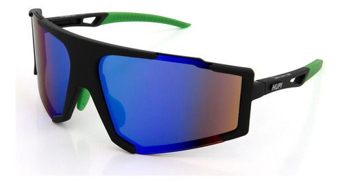 Óculos De Sol Hupi Force Preto/verde - Lente Verde Espelhado Cor Preto/Verde - Único